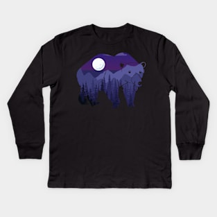 BEAR AT NIGHT Kids Long Sleeve T-Shirt